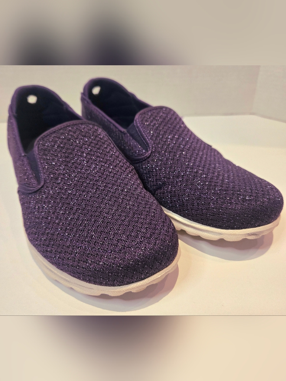 Skechers Go Walk Goga Mat Slip-On Sneakers in Deep Sparkly Purple